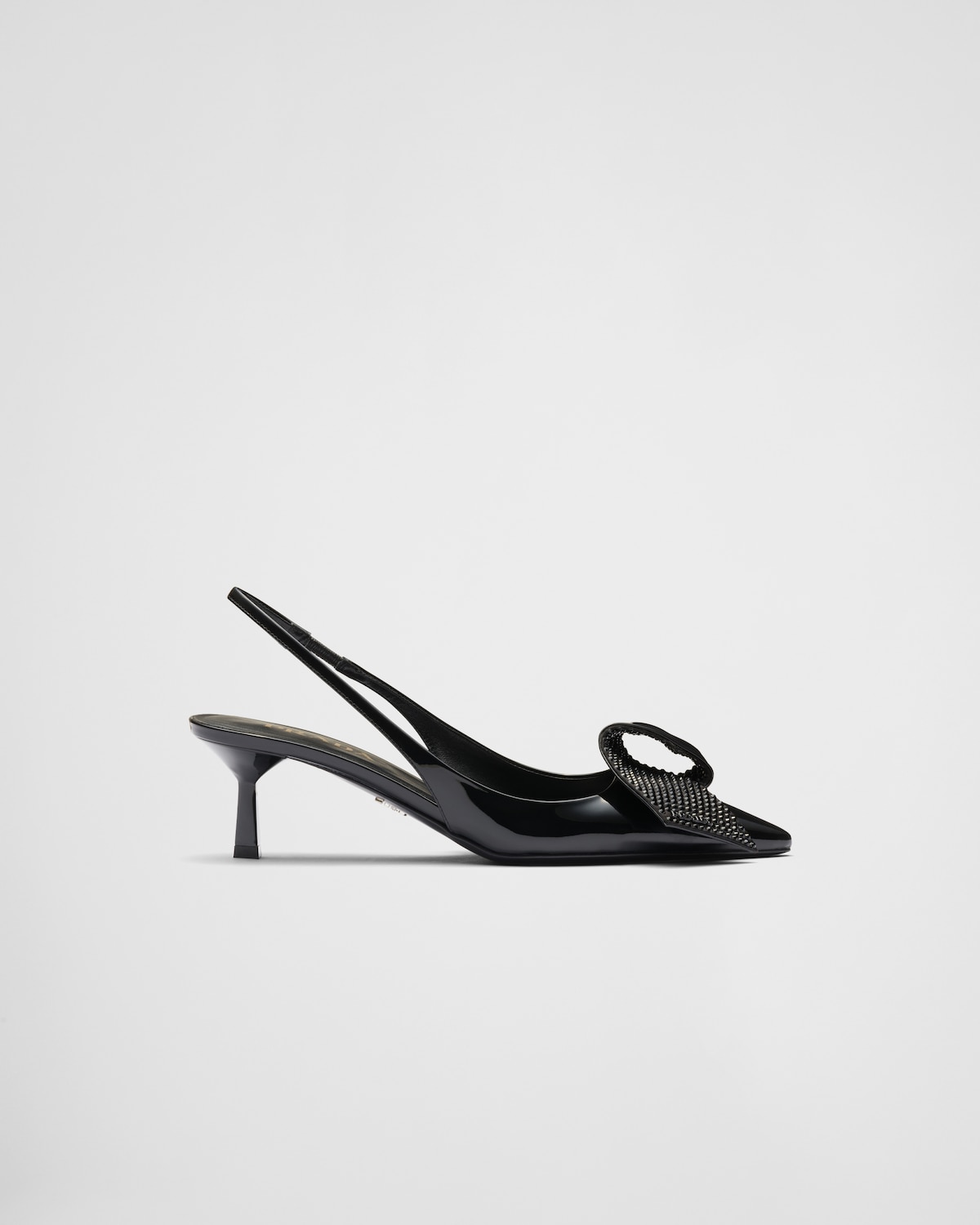 PRADA 26S SLINGBACK PUMPS 70MM IN STEEL GRAY PATENT CALFSKIN