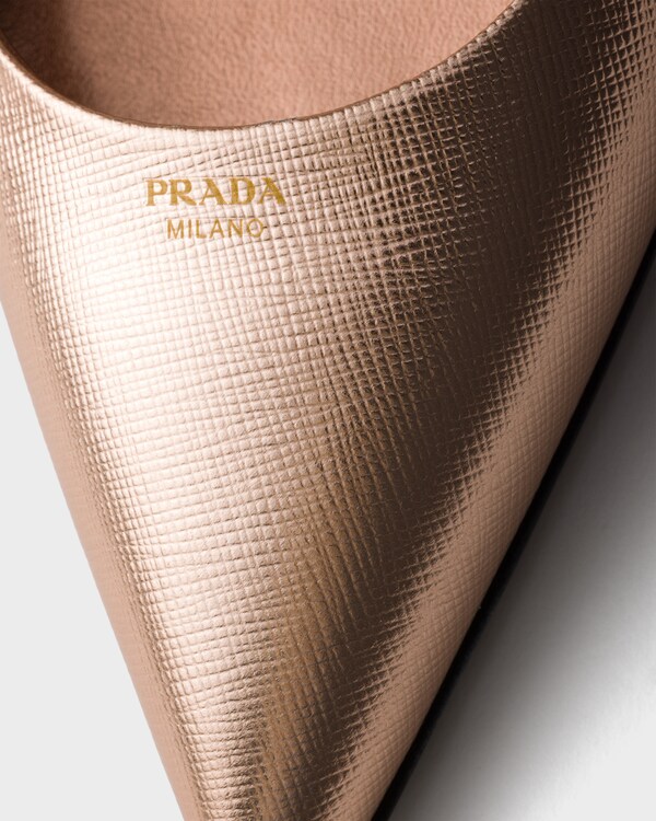 Patent Saffiano leather slingback pumps - Powder Pink Patent Saffiano leather slingback pumps - Powder Pink