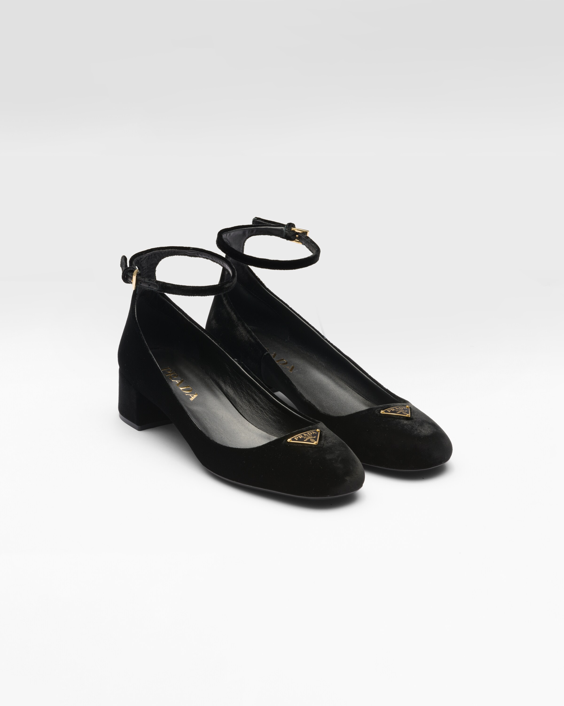 Shop Prada Velvet Pumps In Black