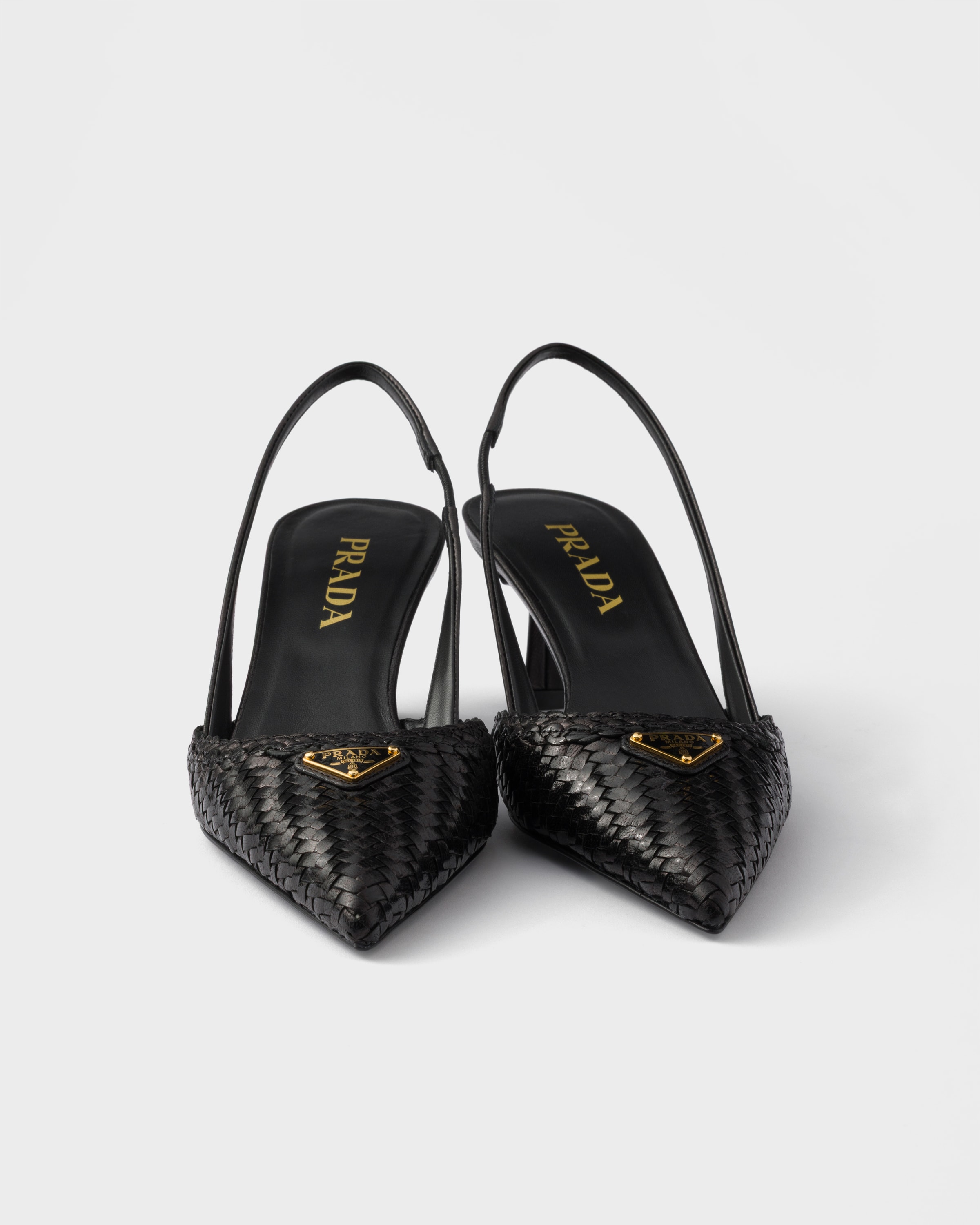 ブラック ウーブンレザー スリングバック パンプス | PRADA - 日本