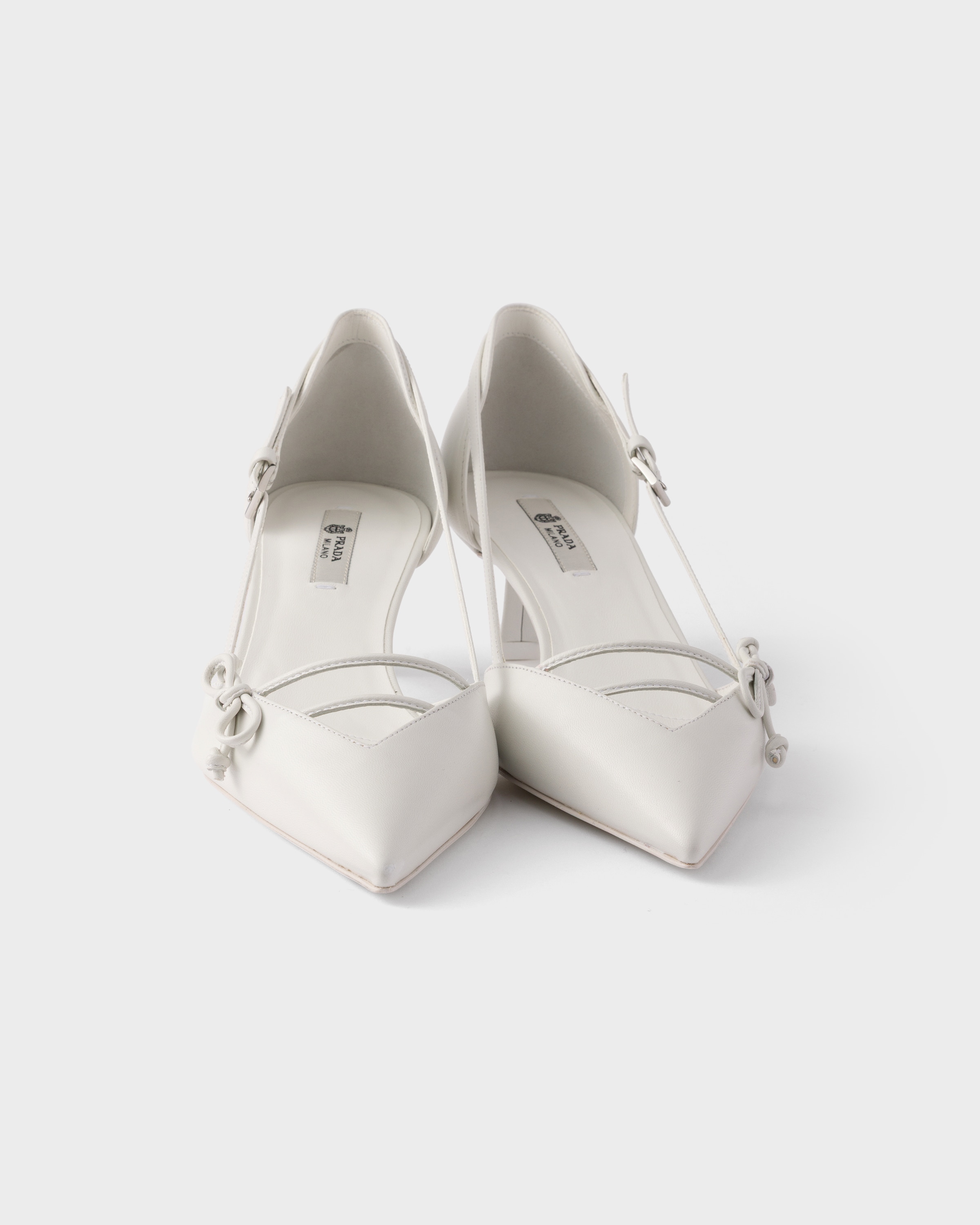White Open-side leather pumps | PRADA