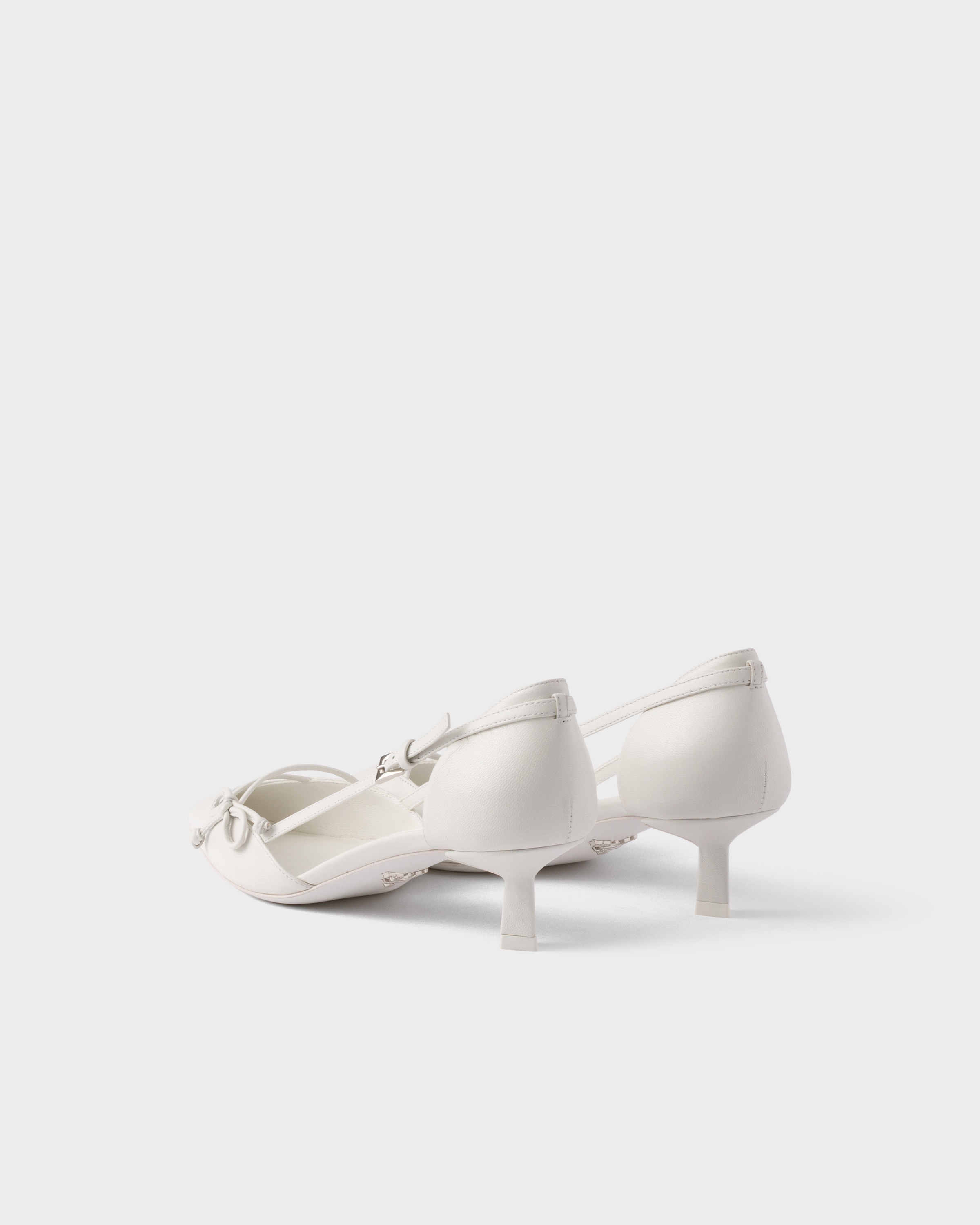 White Open-side leather pumps | PRADA - United States