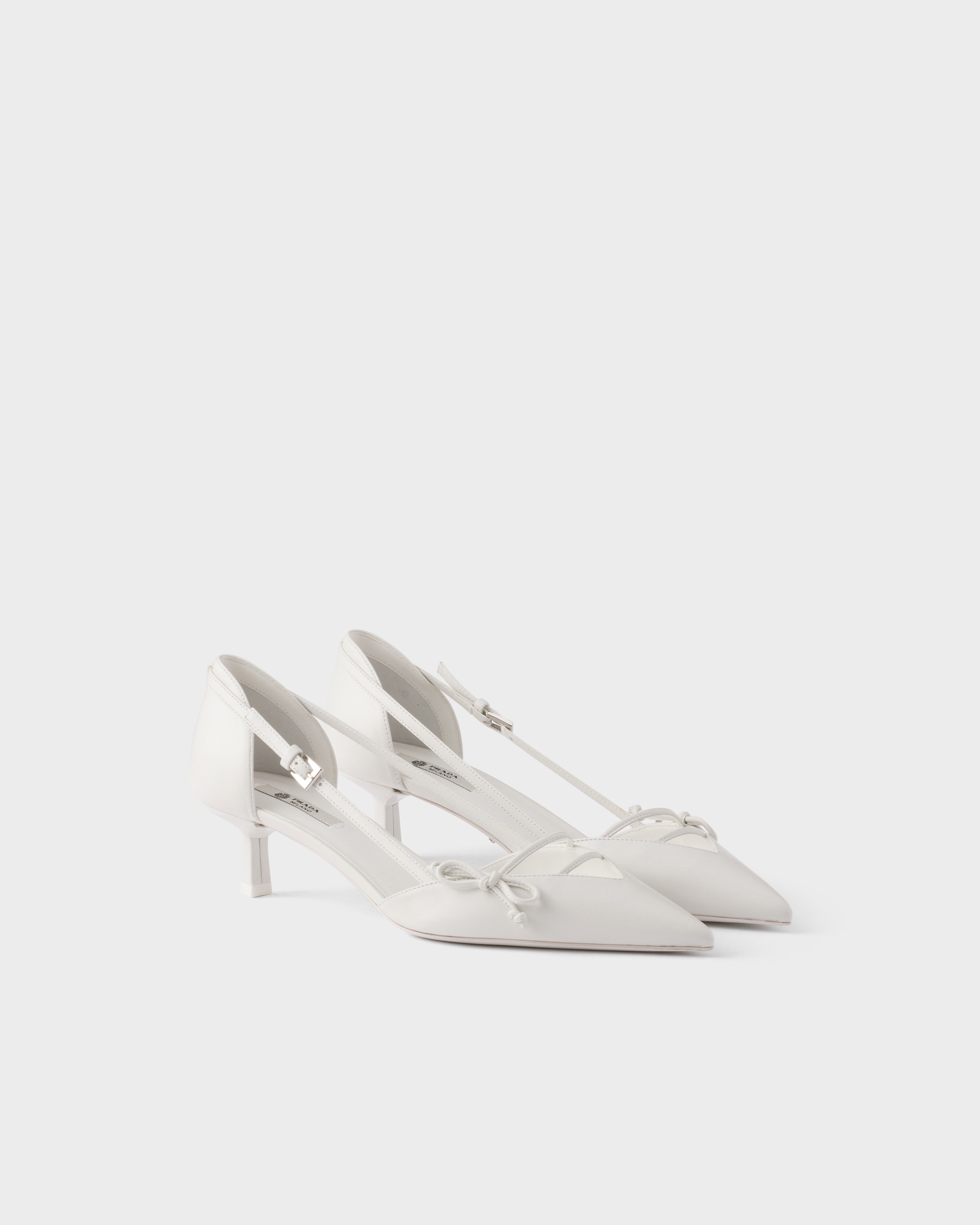 White Open-side leather pumps | PRADA - United States