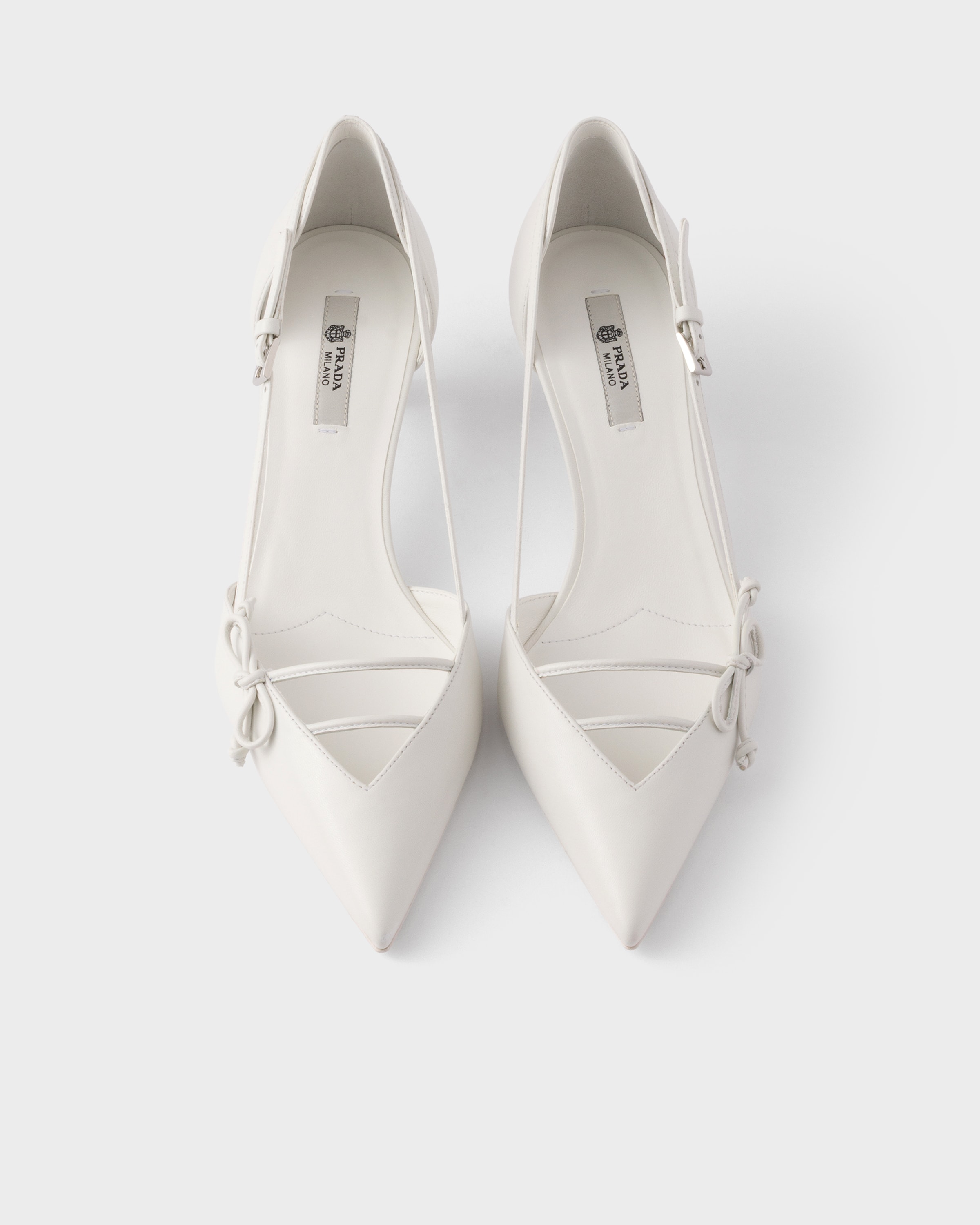 White Open-side leather pumps | PRADA - United States