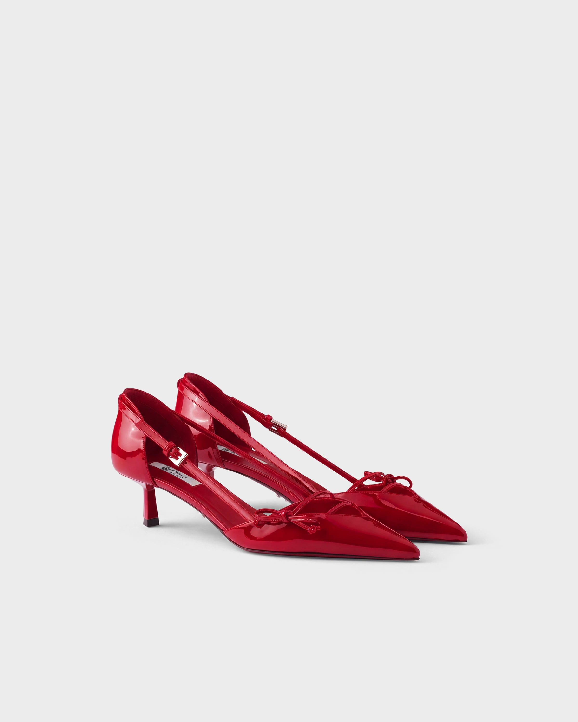 Red Open side patent leather pumps | PRADA - United States