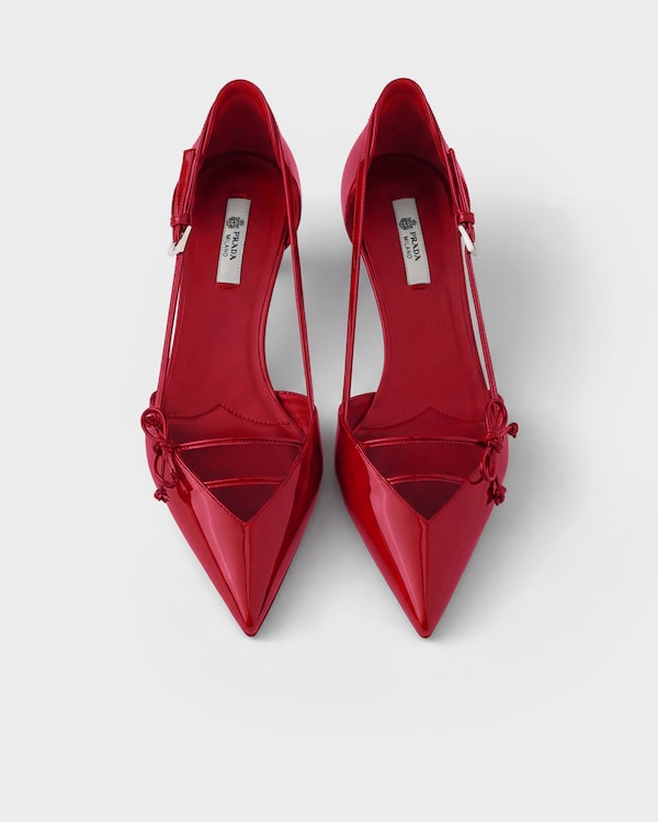 Open side patent leather pumps - Red Open side patent leather pumps - Red