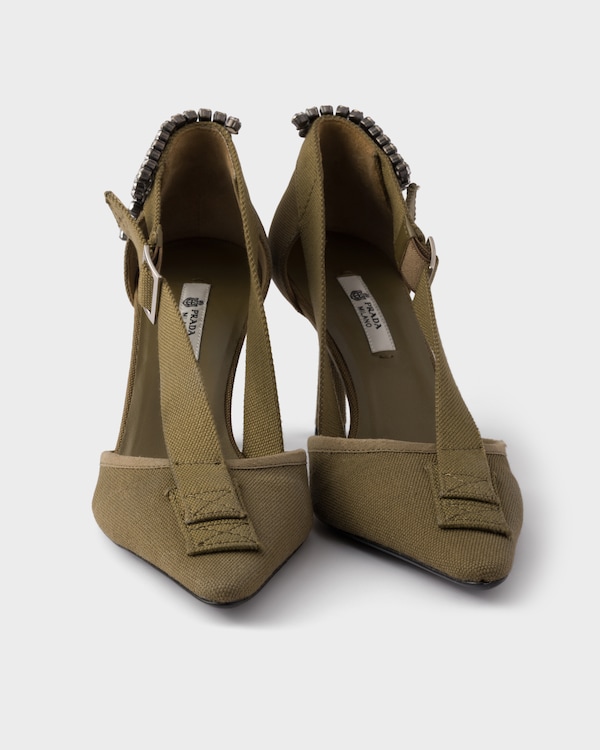 Canvas pumps with crystals - Military Green Canvas pumps with crystals - Military Green