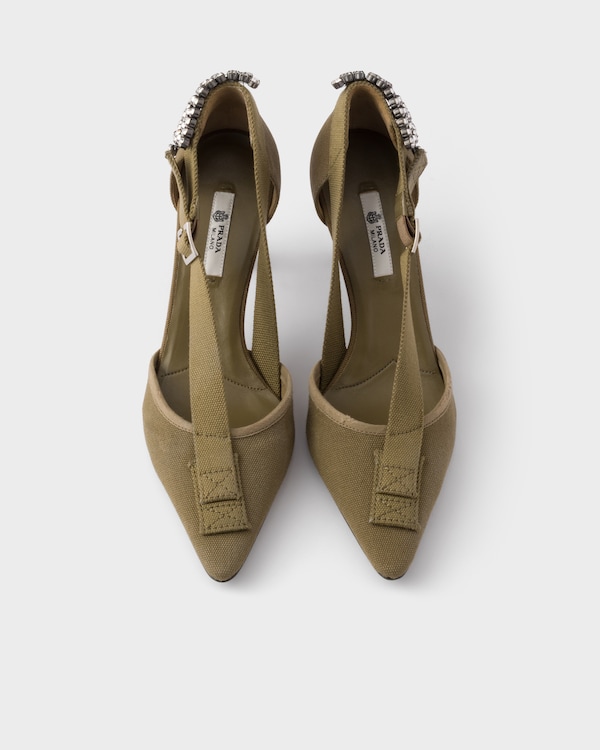 Canvas pumps with crystals - Military Green Canvas pumps with crystals - Military Green
