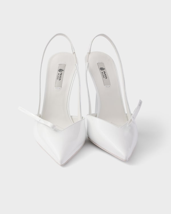 Patent leather slingback pumps - White Patent leather slingback pumps - White
