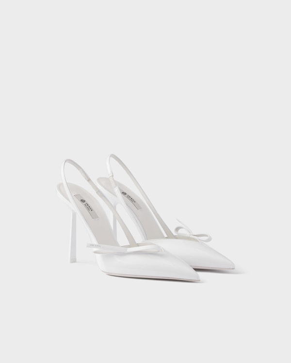 Patent leather slingback pumps - White Patent leather slingback pumps - White