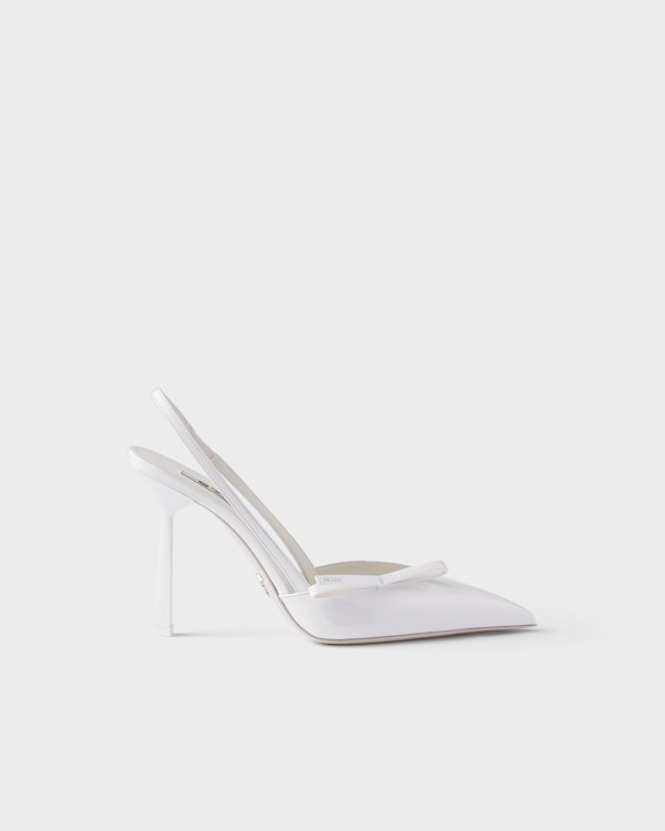 Patent leather slingback pumps - White Patent leather slingback pumps - White