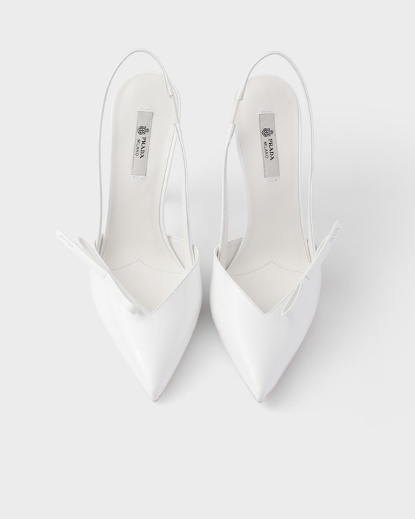 Patent leather slingback pumps - White Patent leather slingback pumps - White