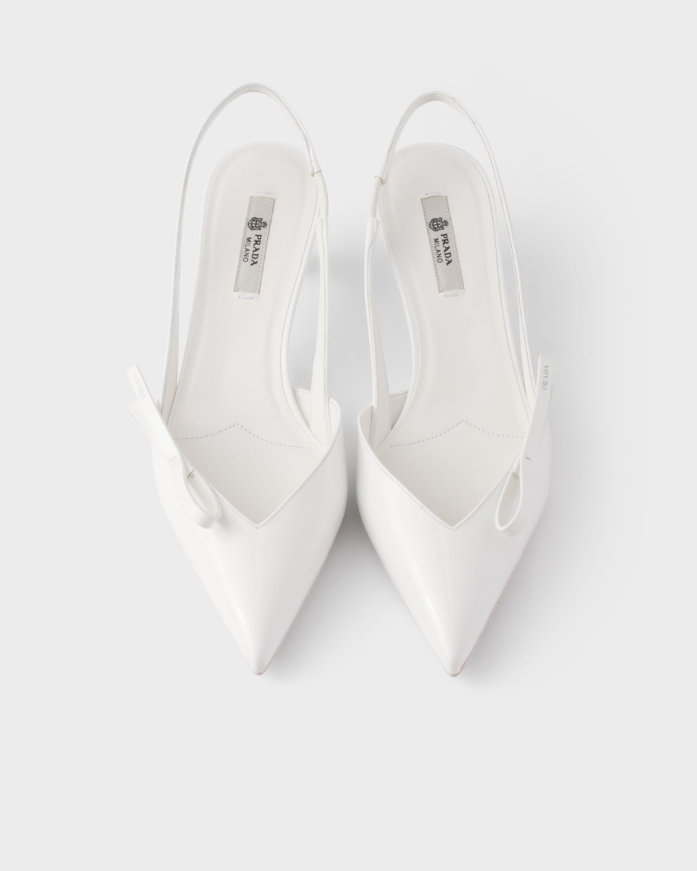 White Patent leather slingback pumps | PRADA - United States