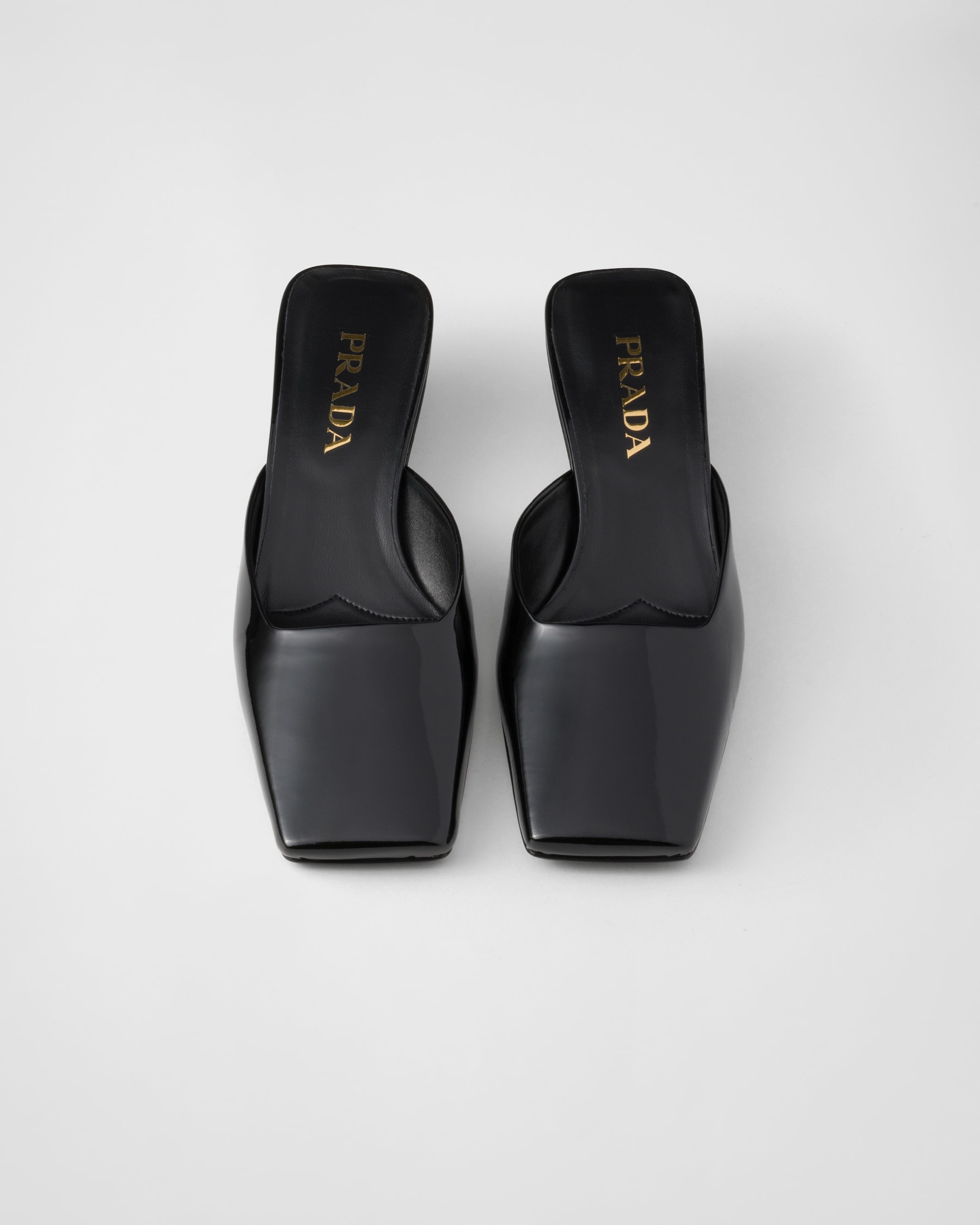 Pra Black Patent Leather Mule 25mm Rubber Sole