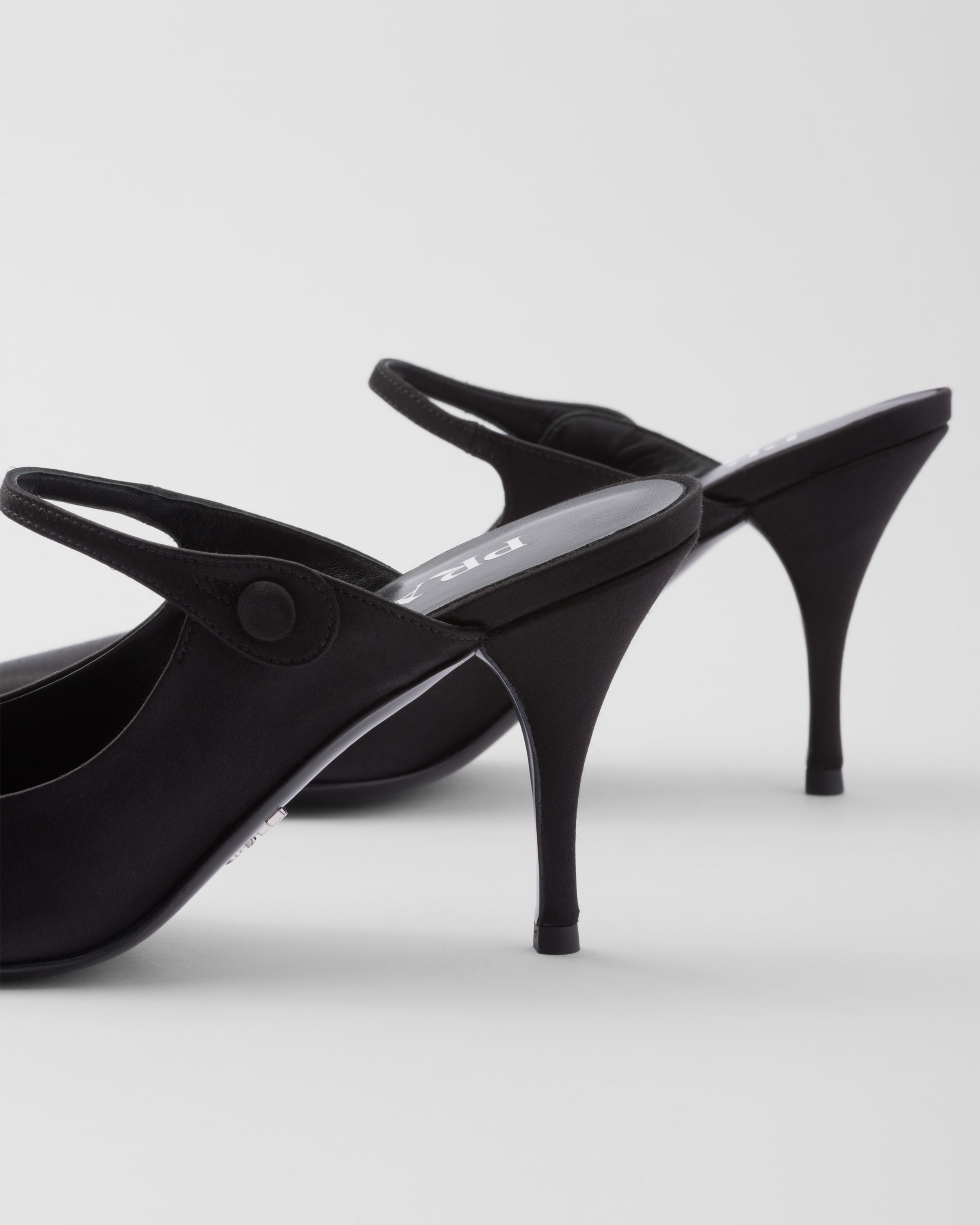 Black Satin High heeled Mules PRADA