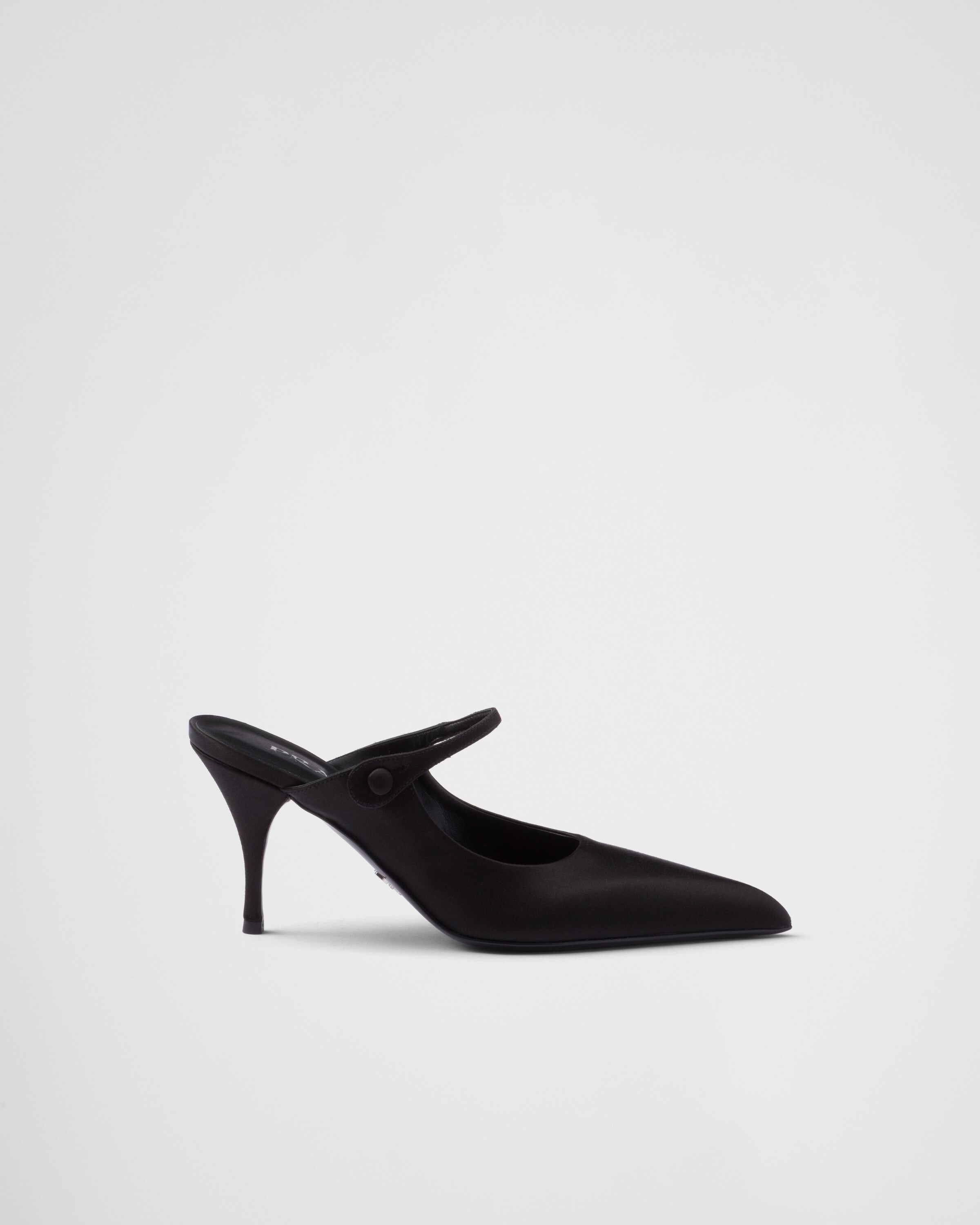 Shop Prada Satin High-heeled Mules In Black