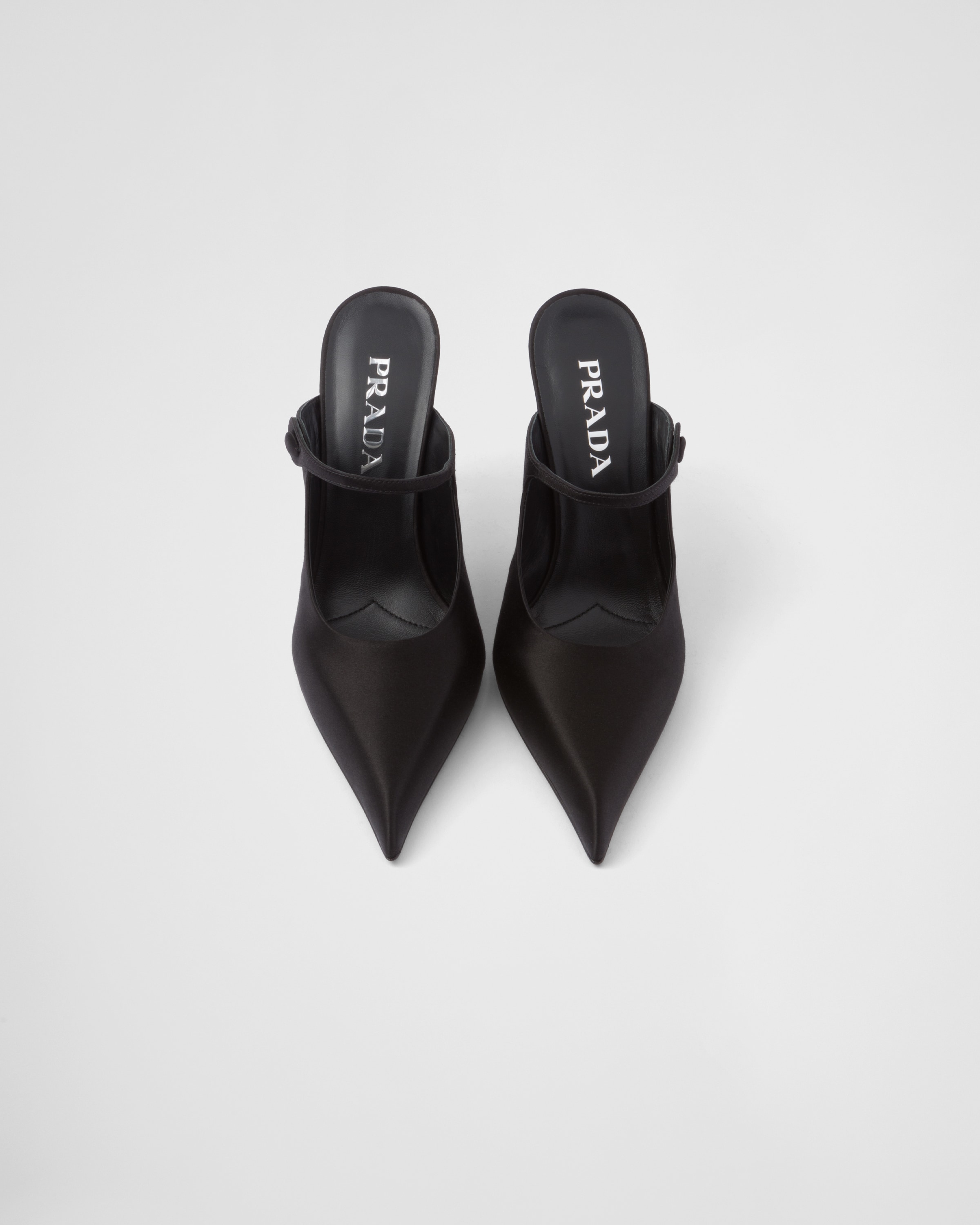 Shop Prada Satin High-heeled Mules In Black