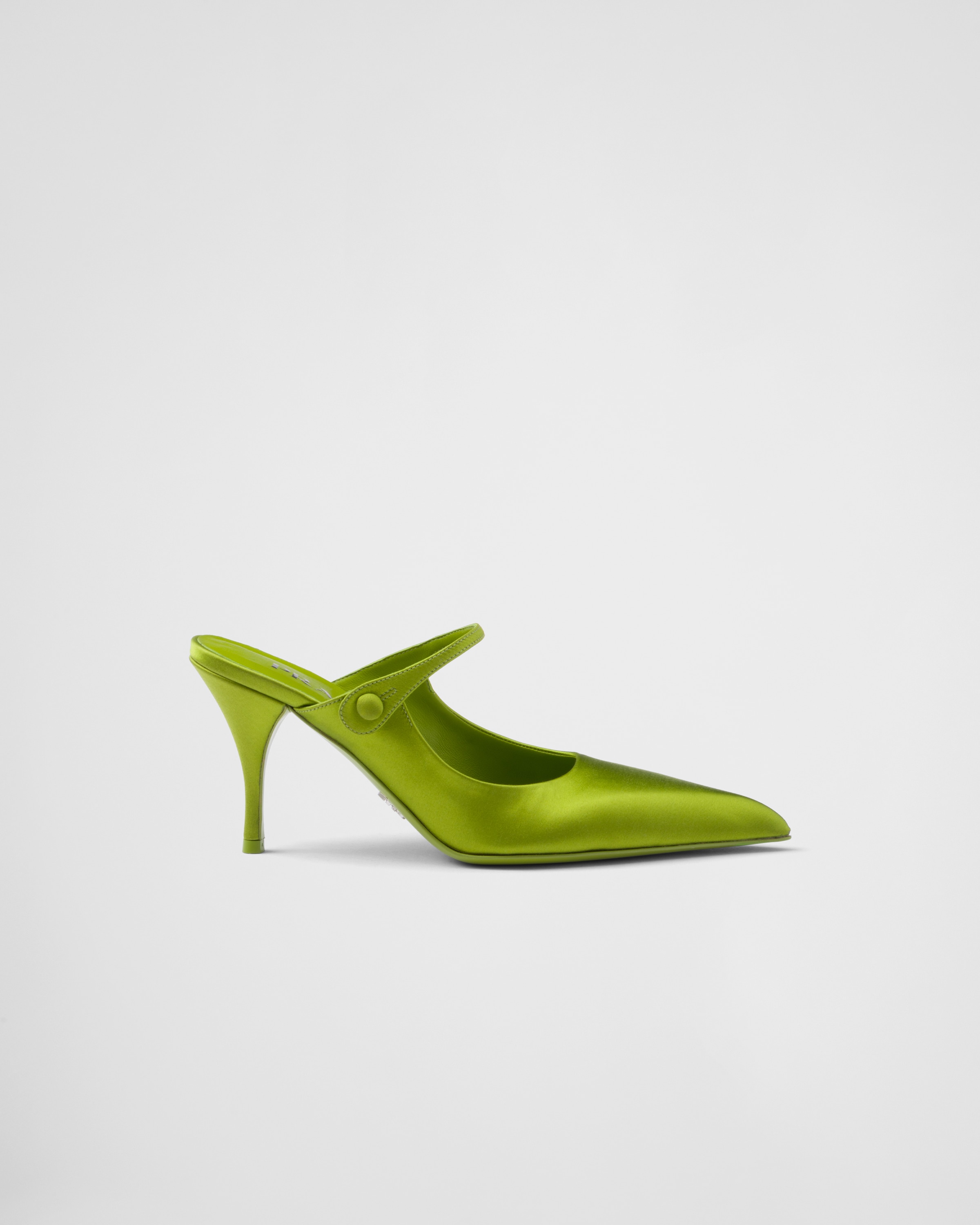 Shop Prada Satin High-heeled Mules In Fern Green