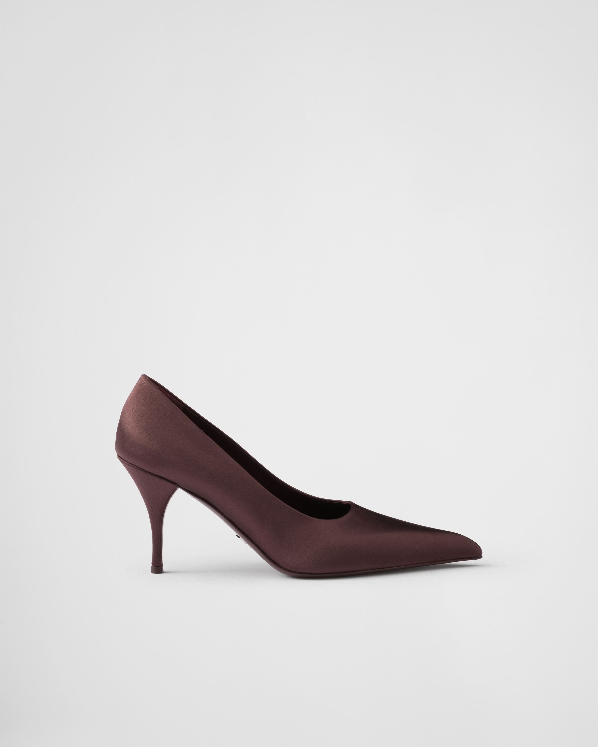 Prada Satin Pumps In Burgundy