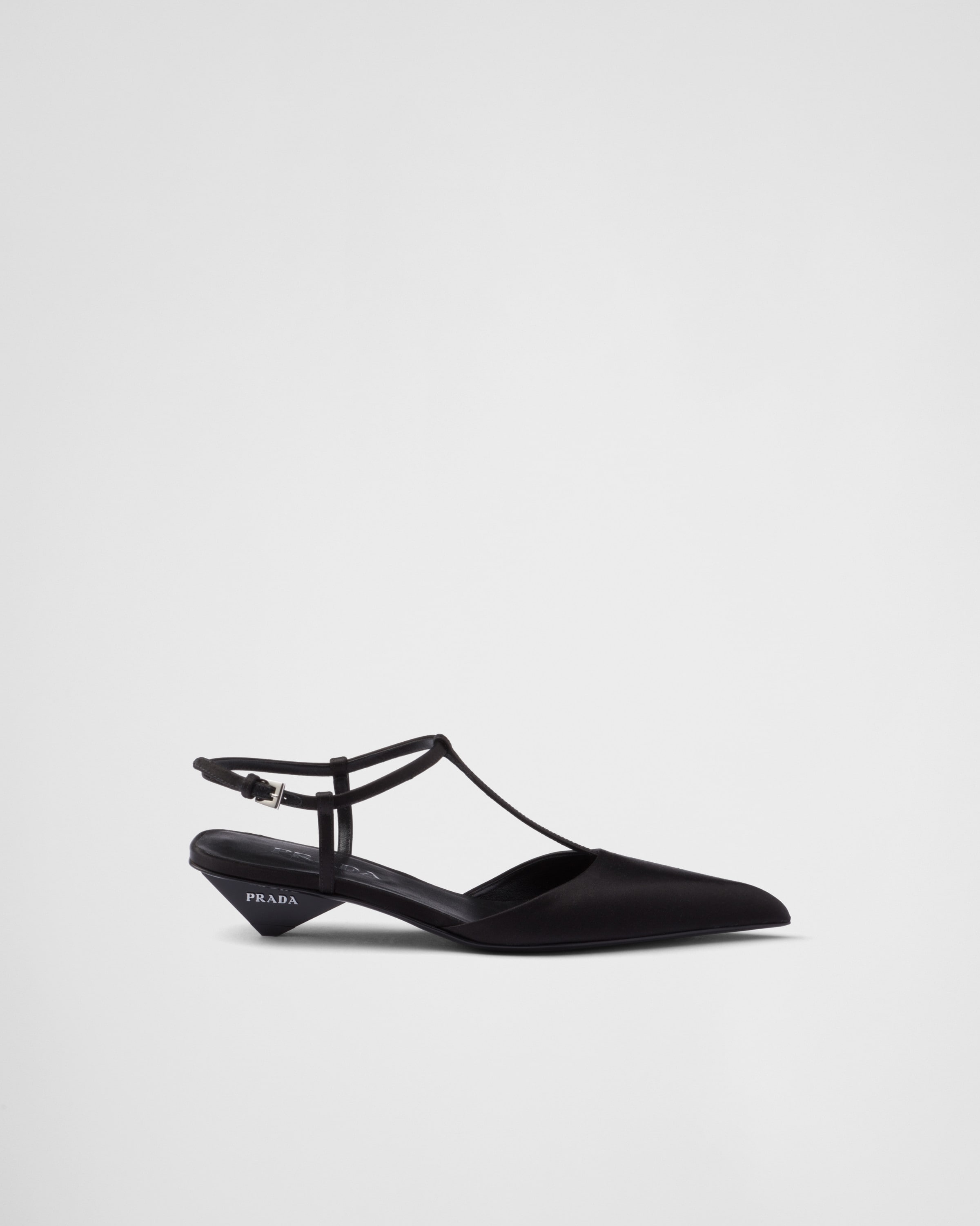 Shop Prada Satin Slingback Pumps In Black