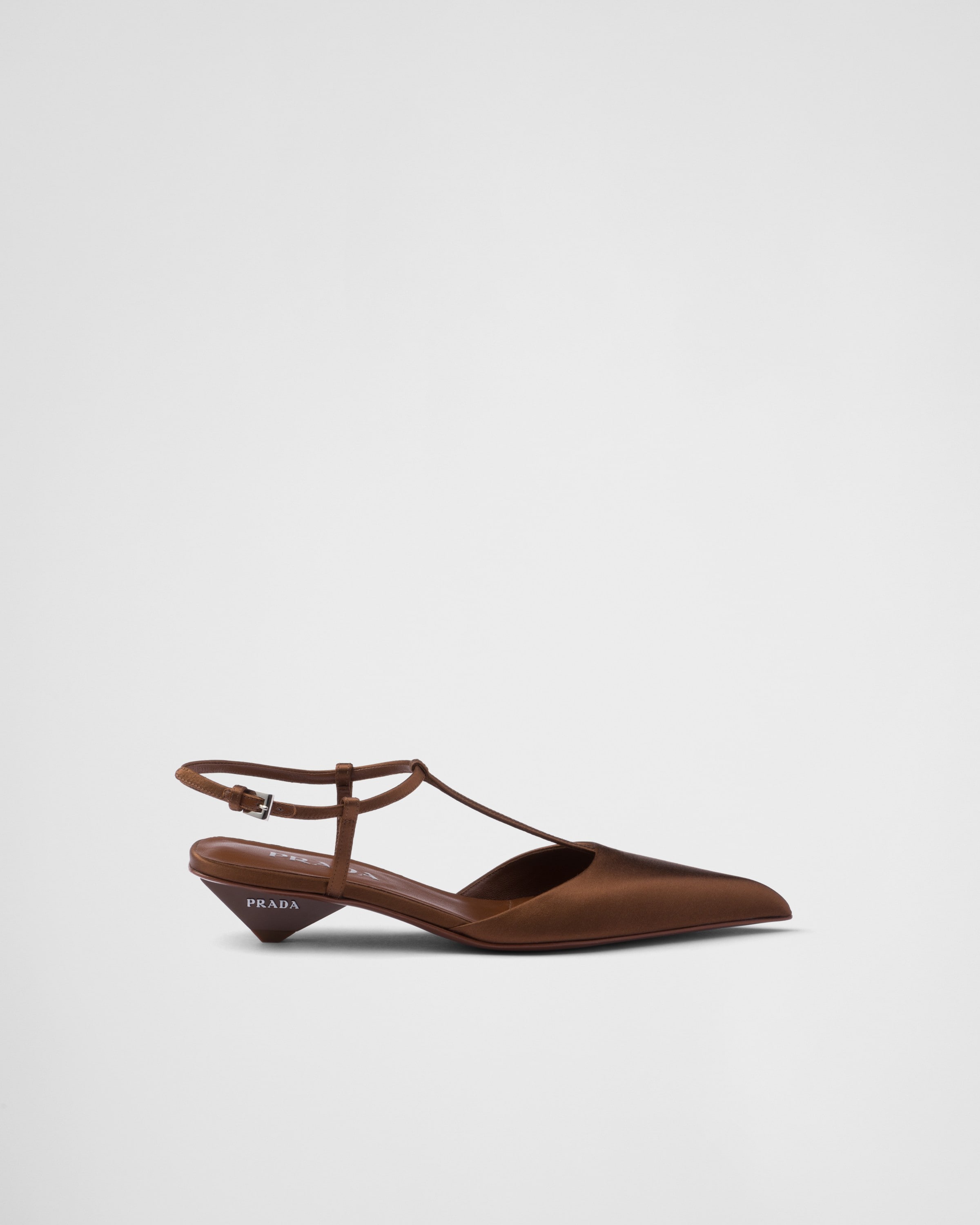 Shop Prada Satin Slingback Pumps In Tobacco