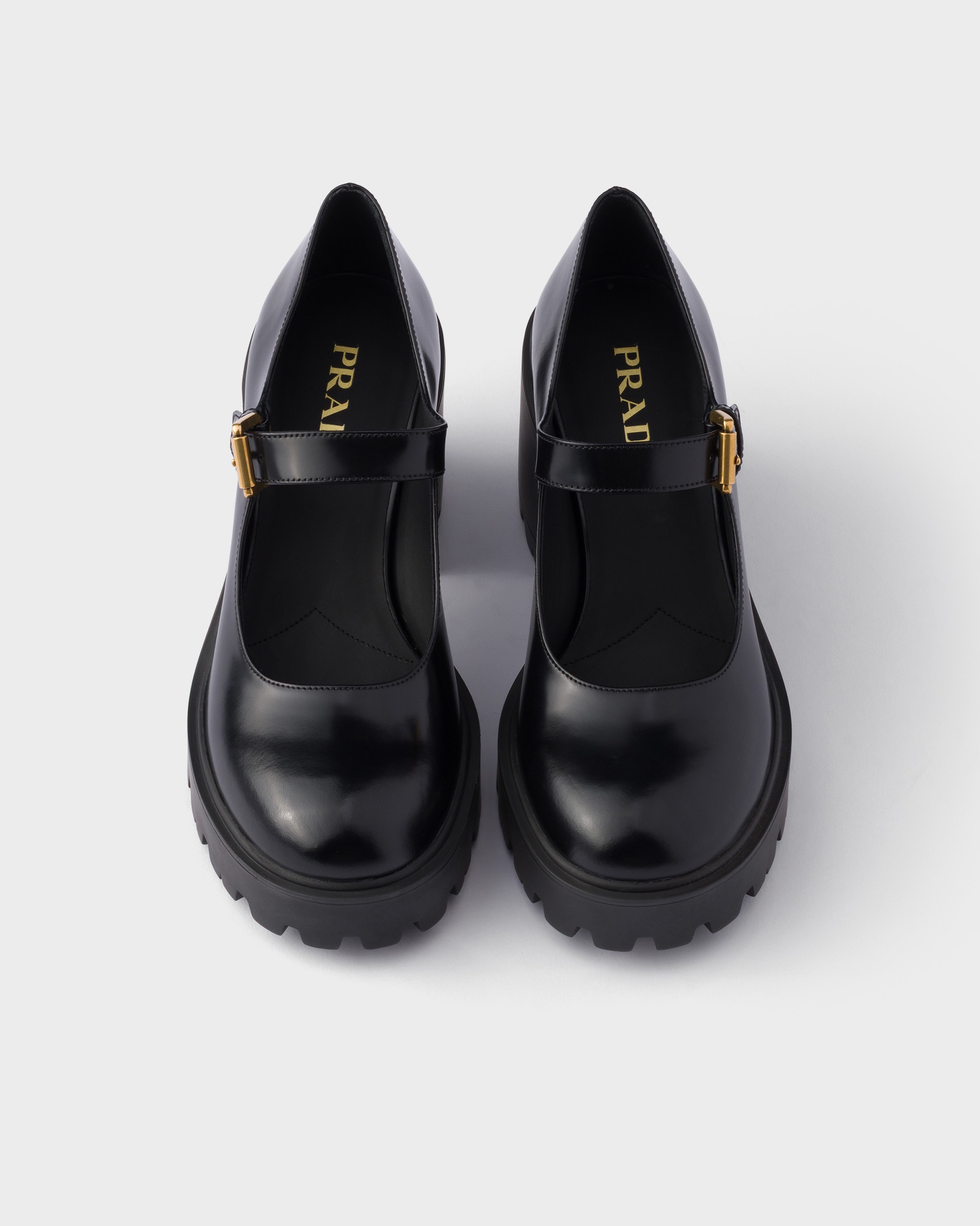 Black Brushed Leather Pumps | PRADA - United States