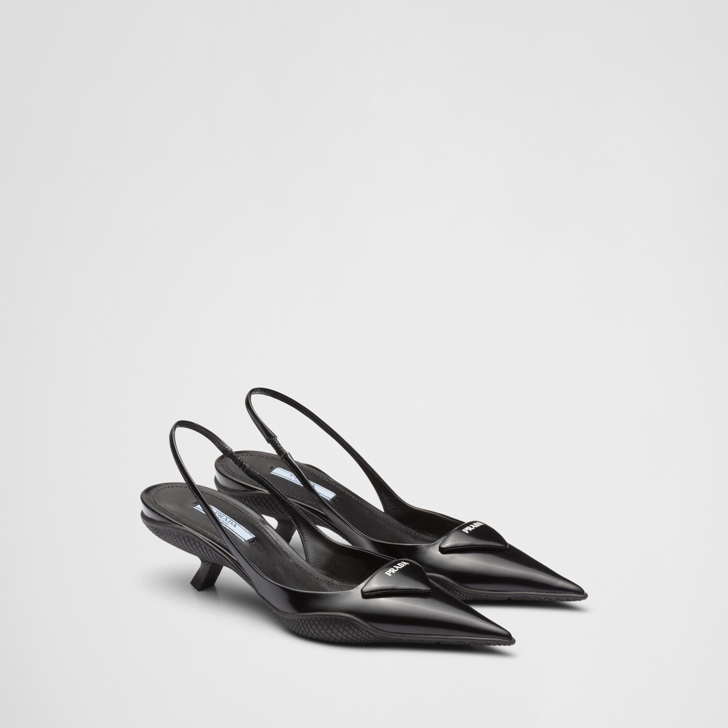Brushed leather slingback pumps Prada