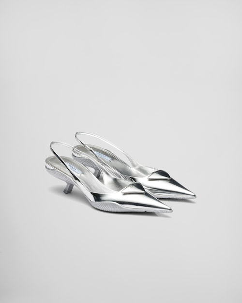 Med andre band flyde protest Silver Brushed leather slingback pumps | Prada