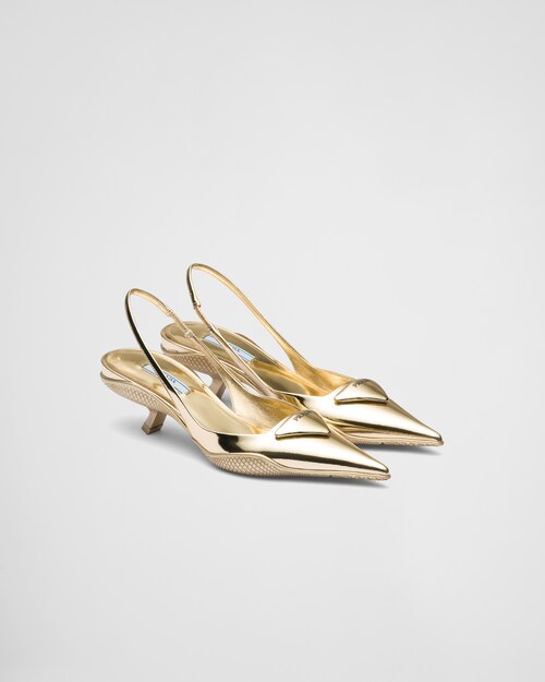 Prada Metallic leather slingback pumps 1