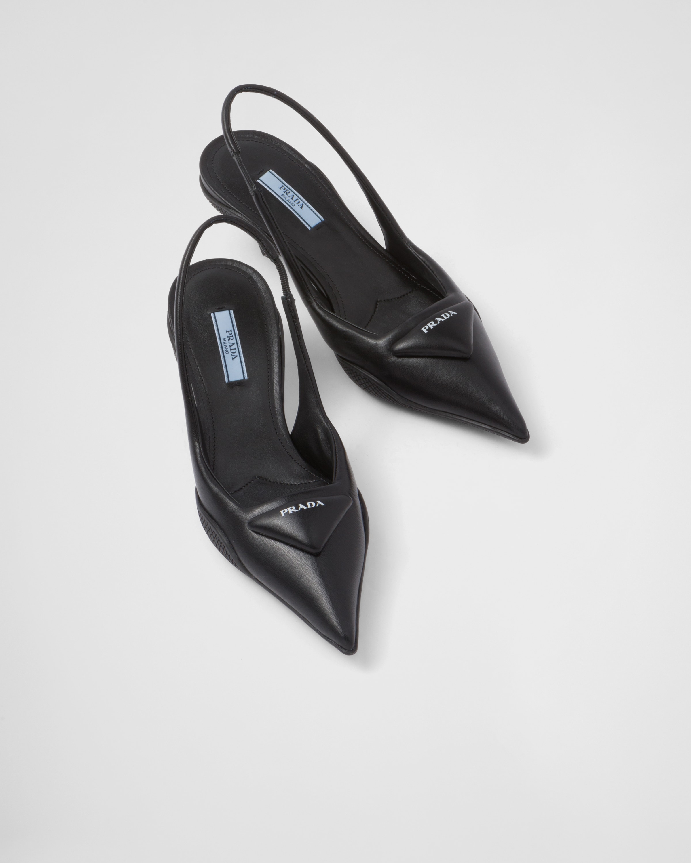 prada 柔软加衬皮革后饰带高跟鞋 4