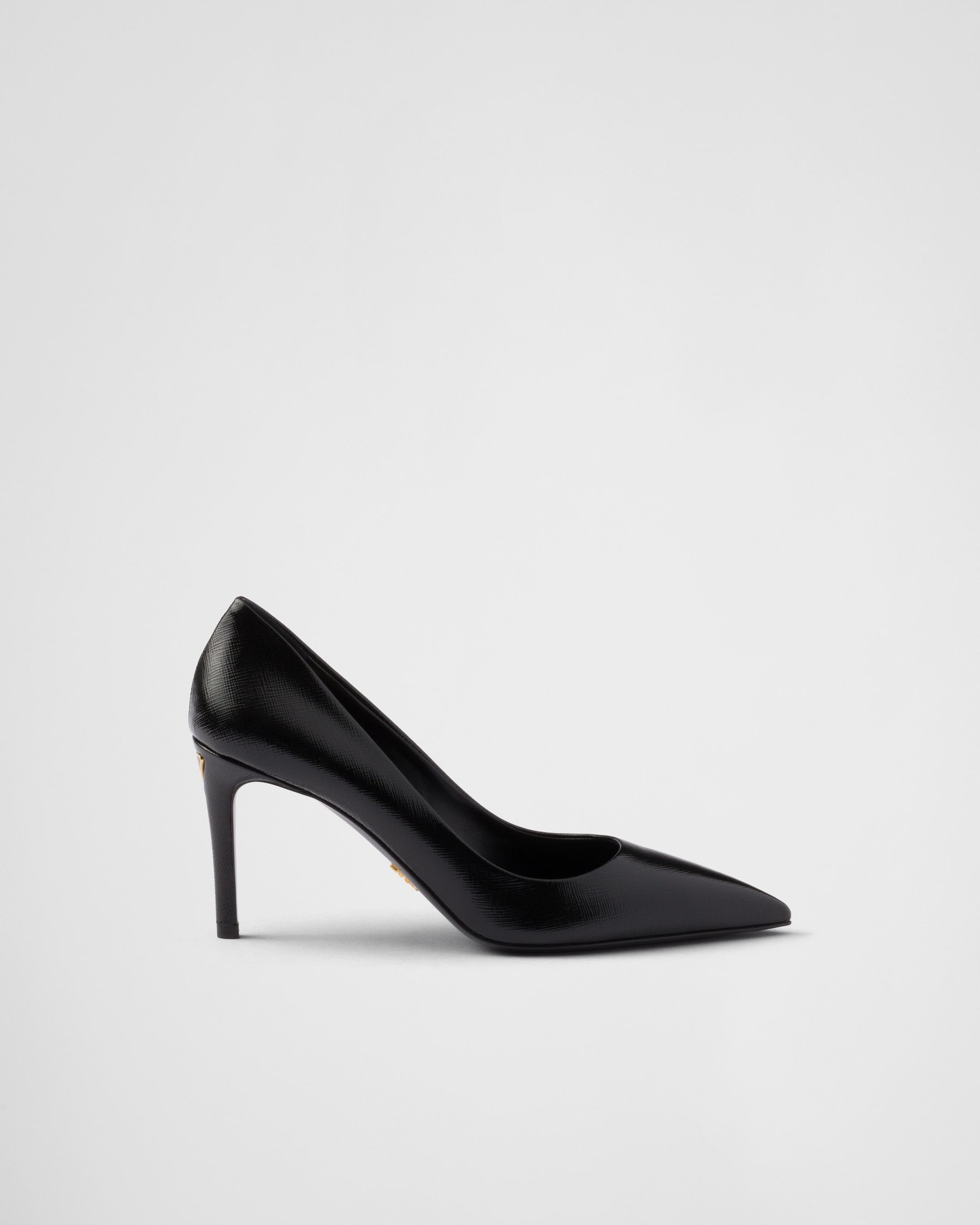 PRA SAFFIANO PATENT SLIDES SILVER CALFSKIN