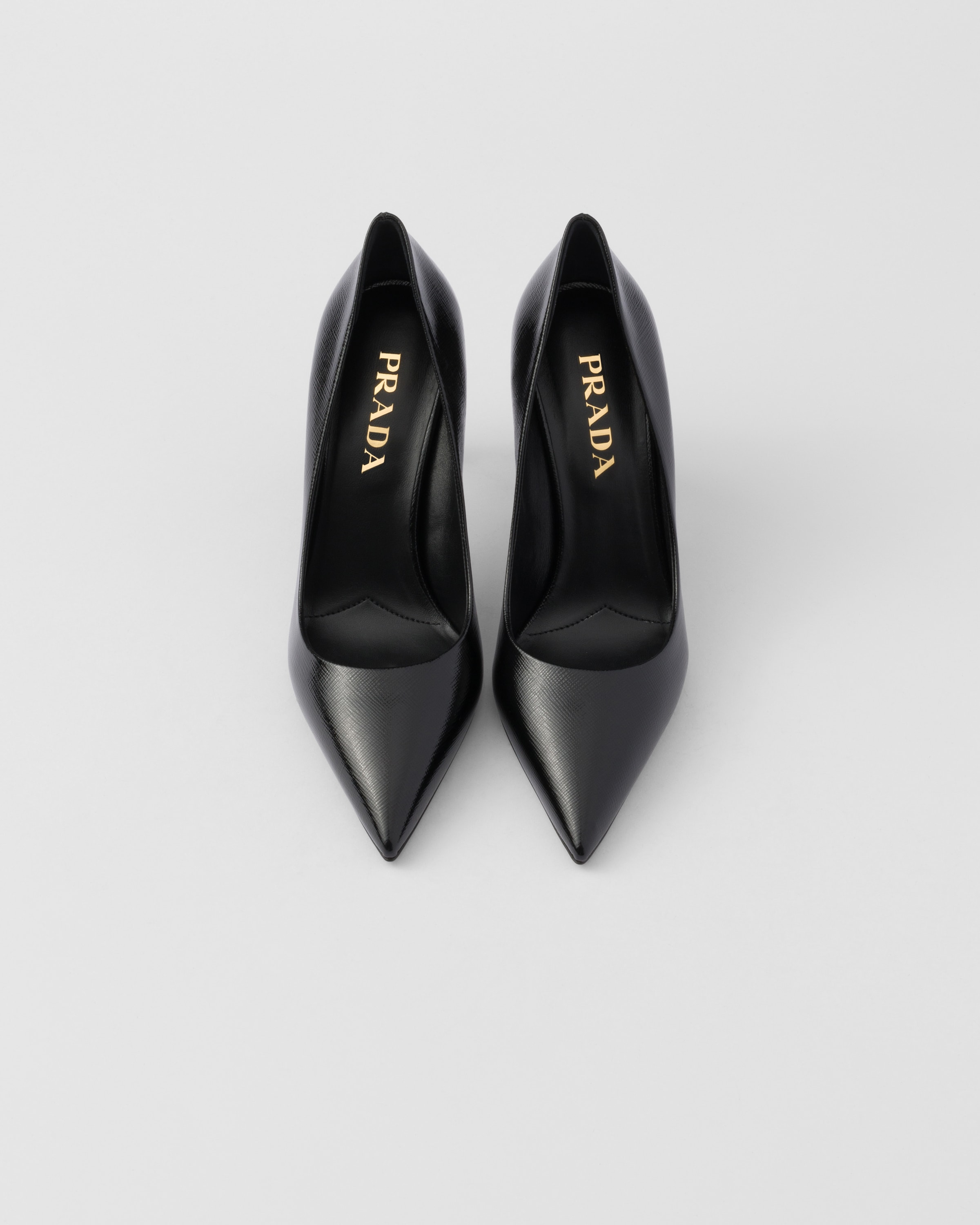 Black Patent Saffiano Leather Pumps PRADA