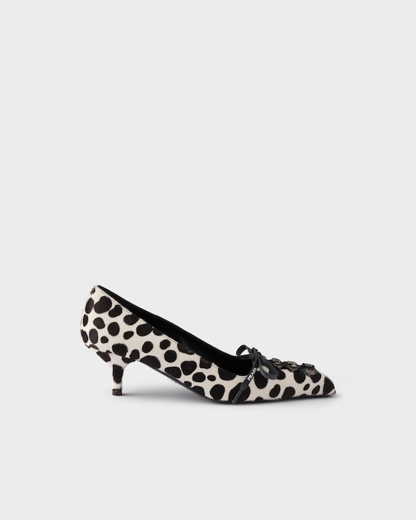 Printed leather pumps - White/Black Printed leather pumps - White/Black