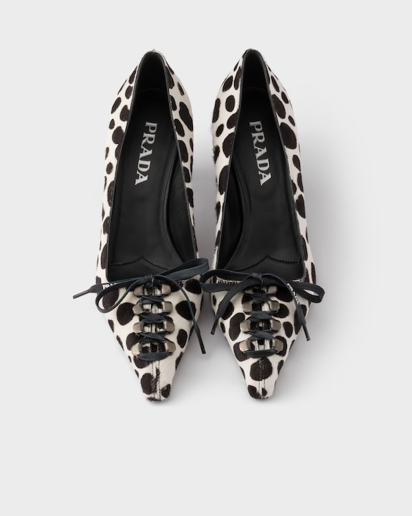 Printed leather pumps - White/Black Printed leather pumps - White/Black