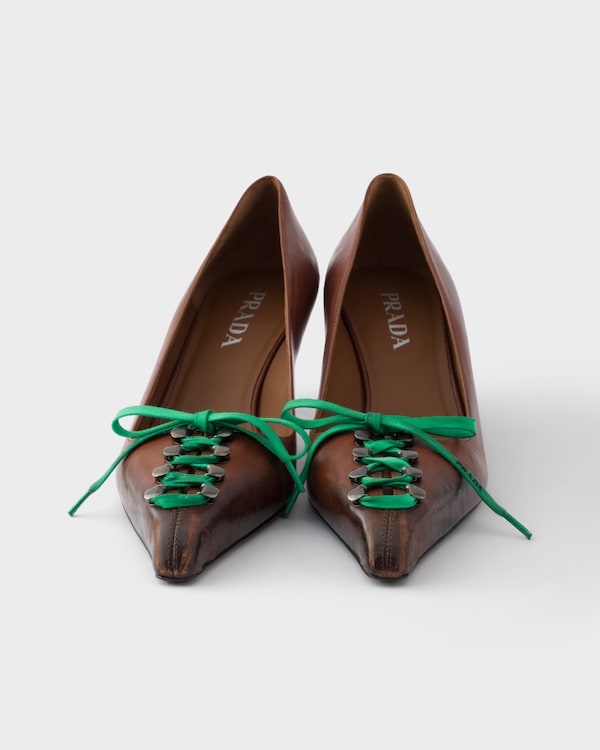 Pumps aus antikisiertem Leder - Kakaobraun Pumps aus antikisiertem Leder - Kakaobraun