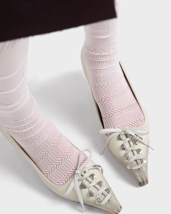 Antiqued leather pumps - Chalk White Antiqued leather pumps - Chalk White