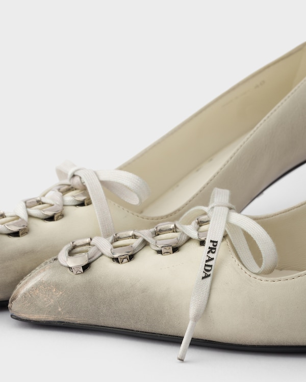 Antiqued leather pumps - Chalk White Antiqued leather pumps - Chalk White
