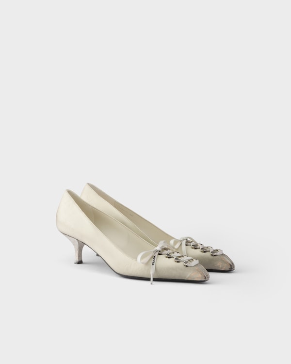 Antiqued leather pumps - Chalk White Antiqued leather pumps - Chalk White