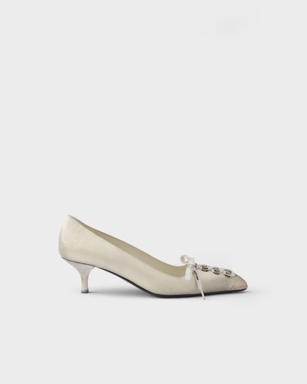 Antiqued leather pumps - Chalk White Antiqued leather pumps - Chalk White