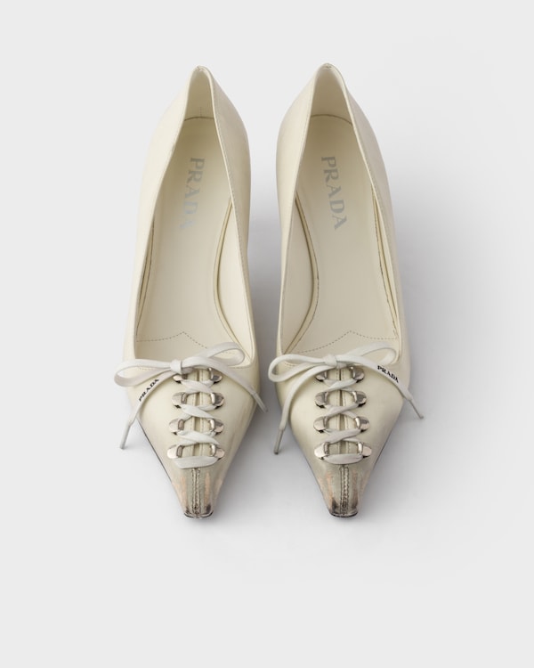 Antiqued leather pumps - Chalk White Antiqued leather pumps - Chalk White