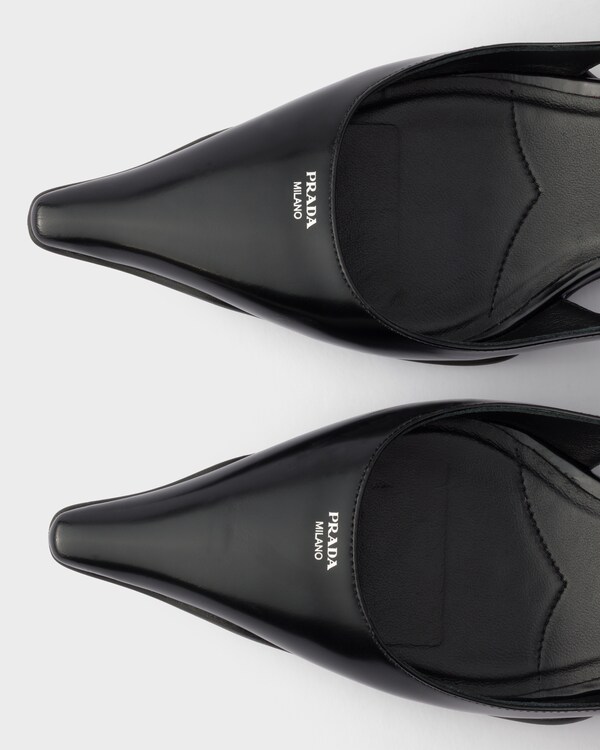 Brushed leather slingback pumps - Black Brushed leather slingback pumps - Black