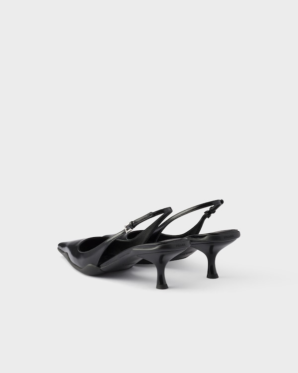 Brushed leather slingback pumps - Black Brushed leather slingback pumps - Black