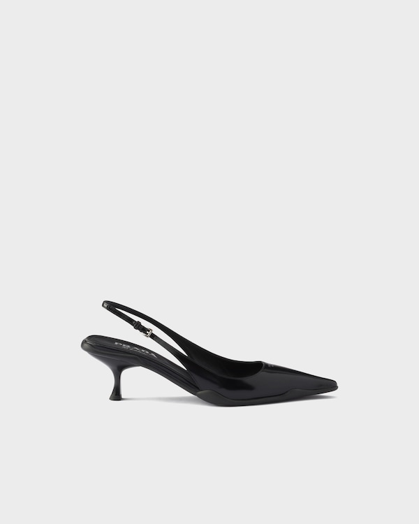 Brushed leather slingback pumps - Black Brushed leather slingback pumps - Black
