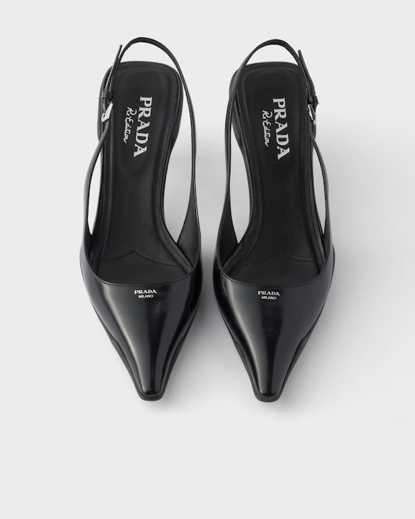 Brushed leather slingback pumps - Black Brushed leather slingback pumps - Black