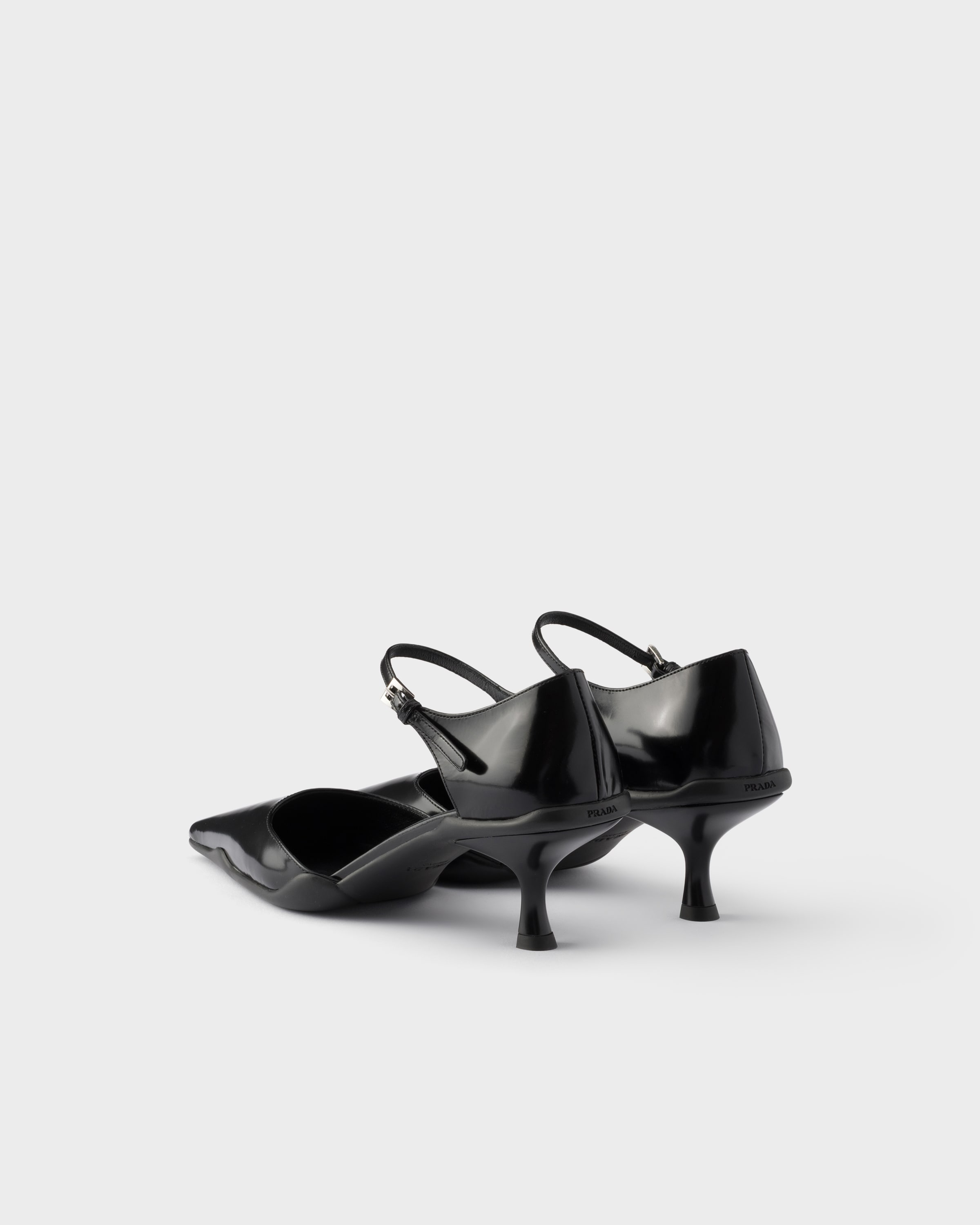 Black Brushed Leather D'orsay Pumps | PRADA - United States