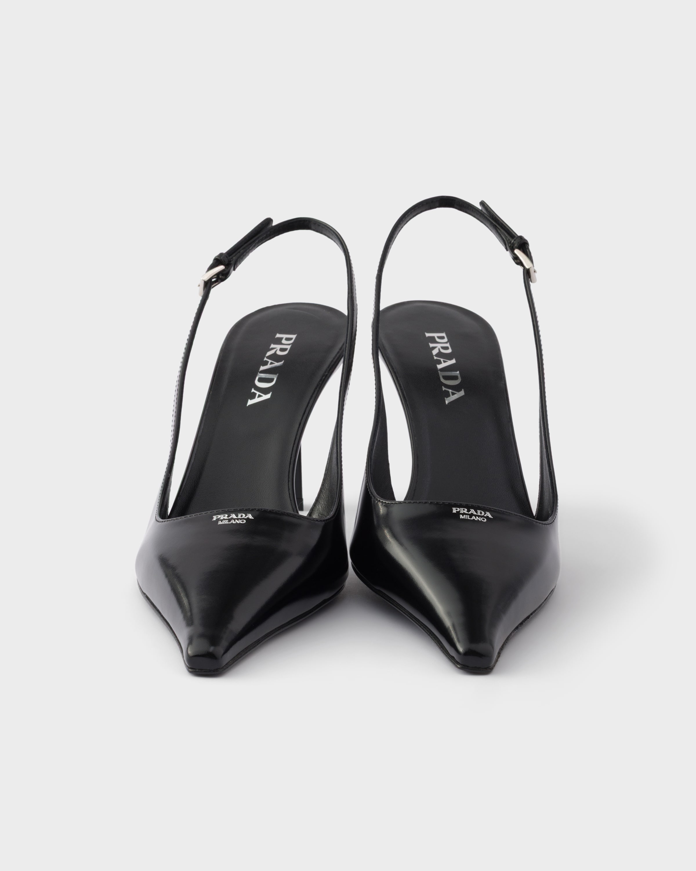 ブラック ブラッシュドレザー スリングバックパンプス | PRADA - 日本
