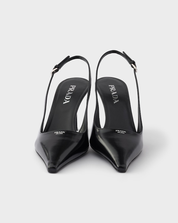 Brushed leather slingback pumps - Negro Brushed leather slingback pumps - Negro