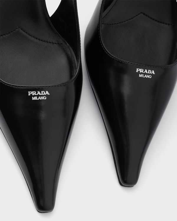 Brushed leather slingback pumps - Negro Brushed leather slingback pumps - Negro