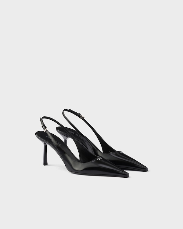 Brushed leather slingback pumps - Negro Brushed leather slingback pumps - Negro