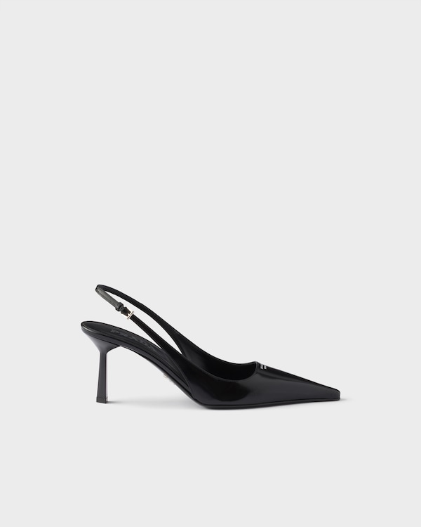 Brushed leather slingback pumps - Negro Brushed leather slingback pumps - Negro